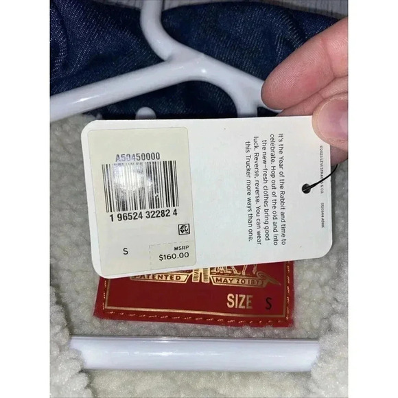 Levi's Men's Denim Trucker Jacket S Sherpa Reversible Embroidered Lunar New Year - Picture 8 of 10